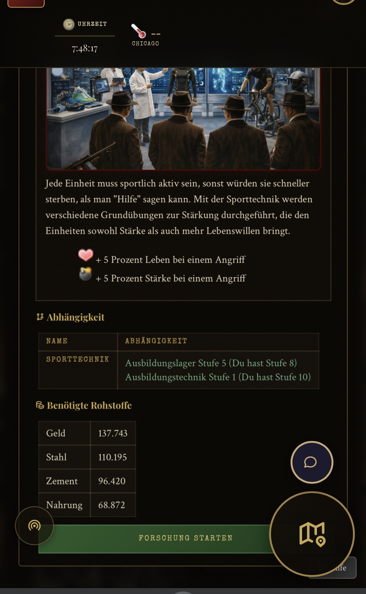 Hier die normale Ansicht, wenn man Gebäude/Forschung/Einheiten aufruft.